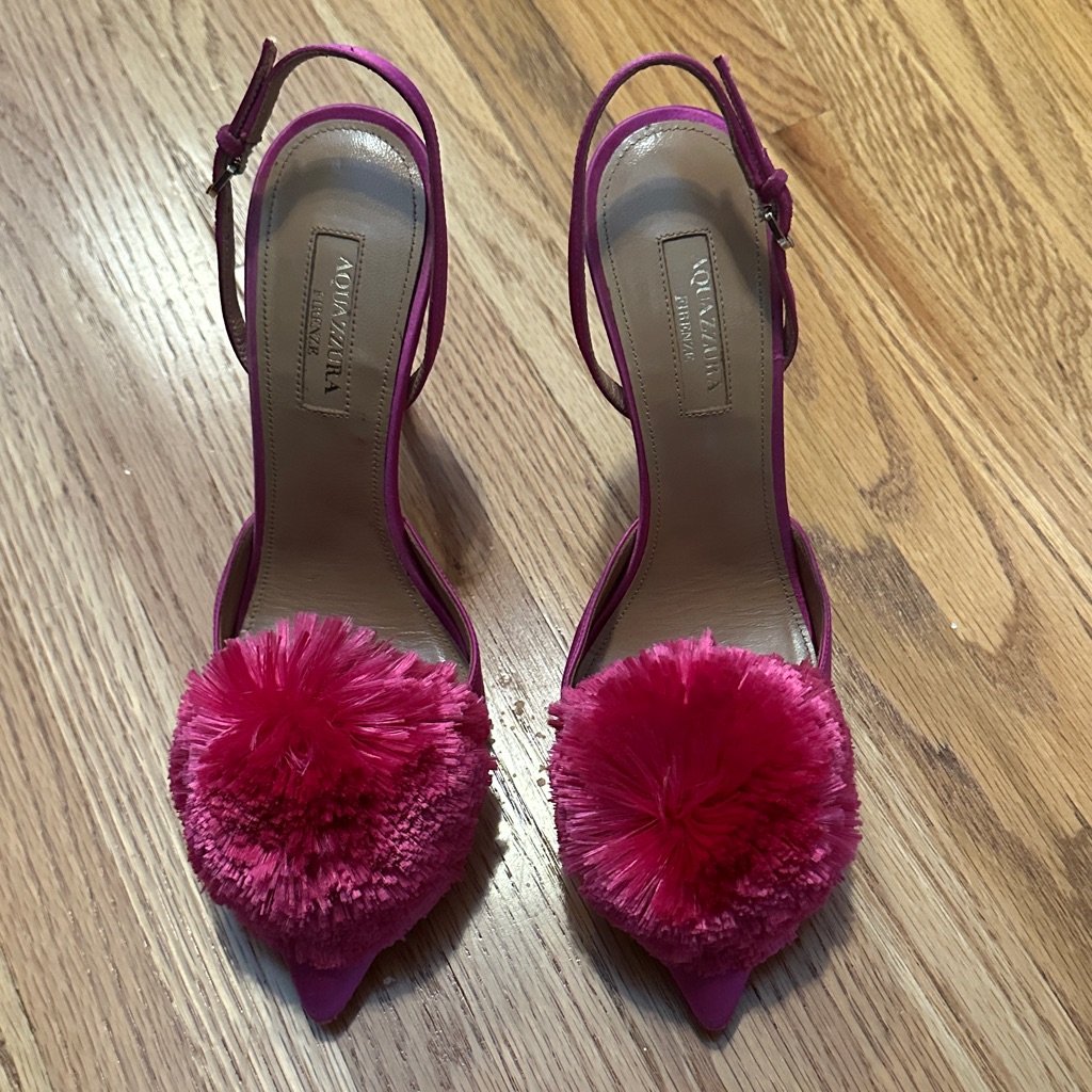 Aquazzura Fuchsia Pom Pom Heels